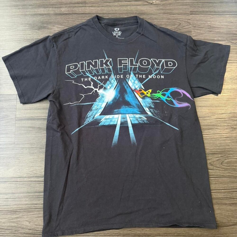 Liquid blue Pink Floyd The Dark Side Of The Moon band music tee Size Medium